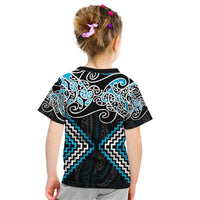 Blue Aotearoa Tukutuku Manawa Tapu Kid T Shirt Ta Moko Toi Maori