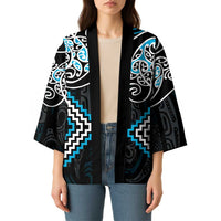 Blue Aotearoa Tukutuku Manawa Tapu Kimono Ta Moko Toi Maori - Polynesian Pride