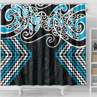 Blue Aotearoa Tukutuku Manawa Tapu Shower Curtain Ta Moko Toi Maori LT9 - Polynesian Pride
