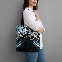 Blue Aotearoa Tukutuku Manawa Tapu Tote Bag Ta Moko Toi Maori - Polynesian Pride