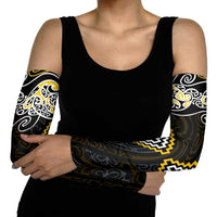 Gold Aotearoa Tukutuku Manawa Tapu Arm Sleeves Ta Moko Toi Maori - Polynesian Pride