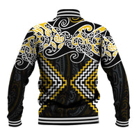 Gold Aotearoa Tukutuku Manawa Tapu Baseball Jacket Ta Moko Toi Maori LT9 - Polynesian Pride