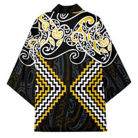 Gold Aotearoa Tukutuku Manawa Tapu Kimono Ta Moko Toi Maori - Polynesian Pride