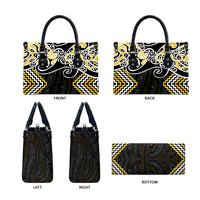 Gold Aotearoa Tukutuku Manawa Tapu Leather Bag Ta Moko Toi Maori - Polynesian Pride