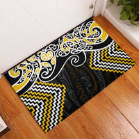 Gold Aotearoa Tukutuku Manawa Tapu Rubber Doormat Ta Moko Toi Maori