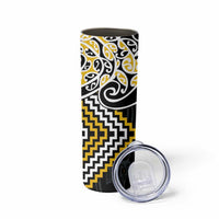 Gold Aotearoa Tukutuku Manawa Tapu Skinny Tumbler Ta Moko Toi Maori