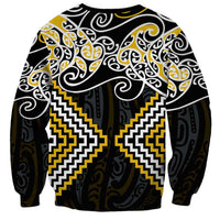 Gold Aotearoa Tukutuku Manawa Tapu Sweatshirt Ta Moko Toi Maori