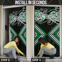 Green Aotearoa Tukutuku Manawa Tapu Door Cover Ta Moko Toi Maori - Polynesian Pride