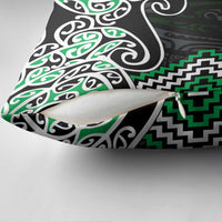 Green Aotearoa Tukutuku Manawa Tapu Pillow Cover Ta Moko Toi Maori - Polynesian Pride