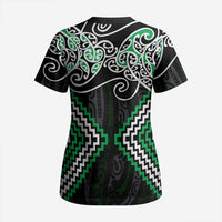 Green Aotearoa Tukutuku Manawa Tapu Scrub Top Ta Moko Toi Maori - Polynesian Pride