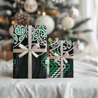 Green Aotearoa Tukutuku Manawa Tapu Wrapping Paper Ta Moko Toi Maori - Polynesian Pride