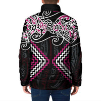 Pink Aotearoa Tukutuku Manawa Tapu Padded Jacket Ta Moko Toi Maori - Polynesian Pride