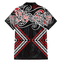 Red Aotearoa Tukutuku Manawa Tapu Family Matching Summer Maxi Dress and Hawaiian Shirt Ta Moko Toi Maori