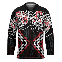 Red Aotearoa Tukutuku Manawa Tapu Hockey Jersey Ta Moko Toi Maori - Polynesian Pride