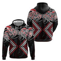 Red Aotearoa Tukutuku Manawa Tapu Hoodie Ta Moko Toi Maori