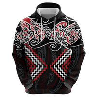 Red Aotearoa Tukutuku Manawa Tapu Hoodie Ta Moko Toi Maori