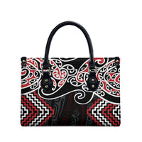 Red Aotearoa Tukutuku Manawa Tapu Leather Bag Ta Moko Toi Maori - Polynesian Pride