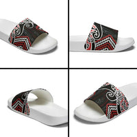 Red Aotearoa Tukutuku Manawa Tapu Slide Sandals Ta Moko Toi Maori - Polynesian Pride