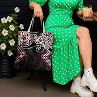 Red Aotearoa Tukutuku Manawa Tapu Tote Bag Ta Moko Toi Maori - Polynesian Pride