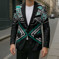 Turquoise Aotearoa Tukutuku Manawa Tapu Blazer Ta Moko Toi Maori - Polynesian Pride