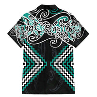 Turquoise Aotearoa Tukutuku Manawa Tapu Family Matching Mermaid Dress and Hawaiian Shirt Ta Moko Toi Maori