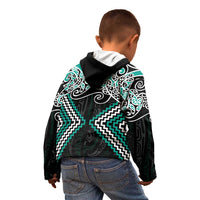 Turquoise Aotearoa Tukutuku Manawa Tapu Kid Hoodie Ta Moko Toi Maori