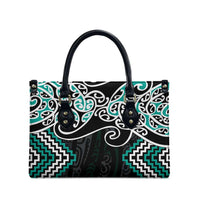 Turquoise Aotearoa Tukutuku Manawa Tapu Leather Bag Ta Moko Toi Maori - Polynesian Pride