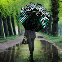 Turquoise Aotearoa Tukutuku Manawa Tapu Umbrella Ta Moko Toi Maori - Polynesian Pride