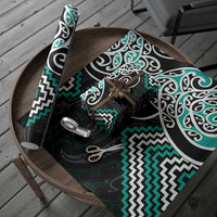 Turquoise Aotearoa Tukutuku Manawa Tapu Wrapping Paper Ta Moko Toi Maori - Polynesian Pride