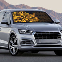 Gold Couple Dolphins Maori Polynesian Style Auto Sun Shade - Polynesian Pride