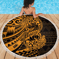 Gold Couple Dolphins Maori Polynesian Style Beach Blanket