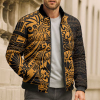 Gold Couple Dolphins Maori Polynesian Style Bomber Puffer Jacket - Polynesian Pride