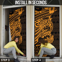 Gold Couple Dolphins Maori Polynesian Style Door Cover - Polynesian Pride