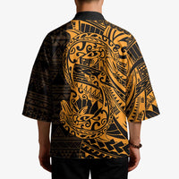 Gold Couple Dolphins Maori Polynesian Style Kimono - Polynesian Pride