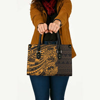 Gold Couple Dolphins Maori Polynesian Style Leather Bag - Polynesian Pride