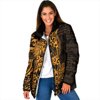 Gold Couple Dolphins Maori Polynesian Style Padded Jacket - Polynesian Pride