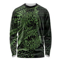 Green Couple Dolphins Maori Polynesian Style Long Sleeve Shirt LT9 Unisex Green - Polynesian Pride
