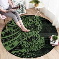 Green Couple Dolphins Maori Polynesian Style Round Carpet LT9 - Polynesian Pride