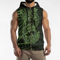 Green Couple Dolphins Maori Polynesian Style Sleeveless Zip Hoodie - Polynesian Pride