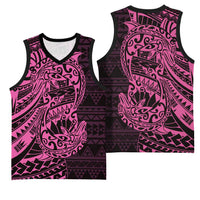 Pink Couple Dolphins Maori Polynesian Style Basketball Jersey - Polynesian Pride