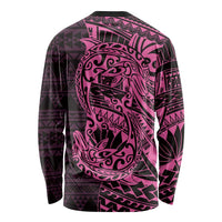 Pink Couple Dolphins Maori Polynesian Style Long Sleeve Shirt