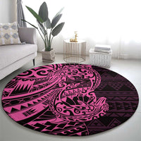 Pink Couple Dolphins Maori Polynesian Style Round Carpet LT9 - Polynesian Pride