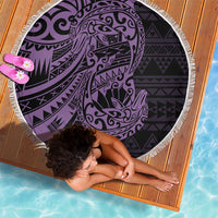 Purple Couple Dolphins Maori Polynesian Style Beach Blanket