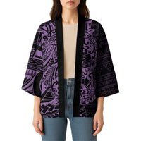 Purple Couple Dolphins Maori Polynesian Style Kimono - Polynesian Pride