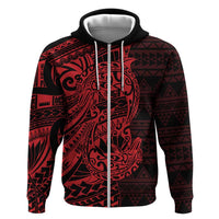 Red Couple Dolphins Maori Polynesian Style Zip Hoodie LT9 Zip Hoodie Red - Polynesian Pride