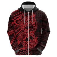 Red Couple Dolphins Maori Polynesian Style Zip Hoodie LT9 - Polynesian Pride