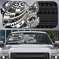 White Couple Dolphins Maori Polynesian Style Auto Sun Shade - Polynesian Pride