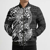 White Couple Dolphins Maori Polynesian Style Bomber Puffer Jacket - Polynesian Pride