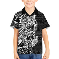 White Couple Dolphins Maori Polynesian Style Family Matching Tank Maxi Dress and Hawaiian Shirt