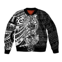 White Couple Dolphins Maori Polynesian Style Sleeve Zip Bomber Jacket LT9 Unisex White - Polynesian Pride